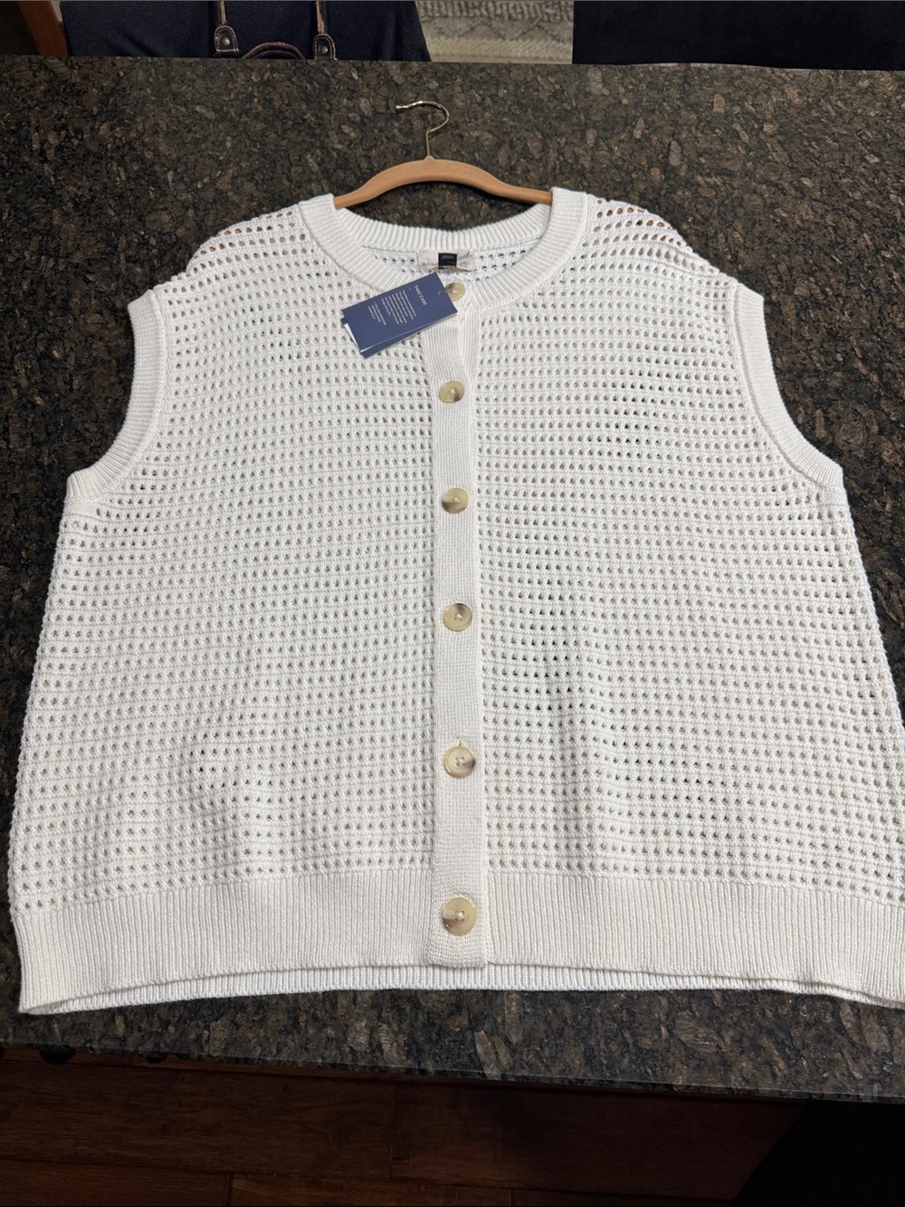 Universal Thread Cream Knit Sleeveless Button Vest